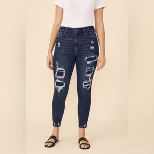 Judy Blue Dark Blue Distressed Skinny Jeans